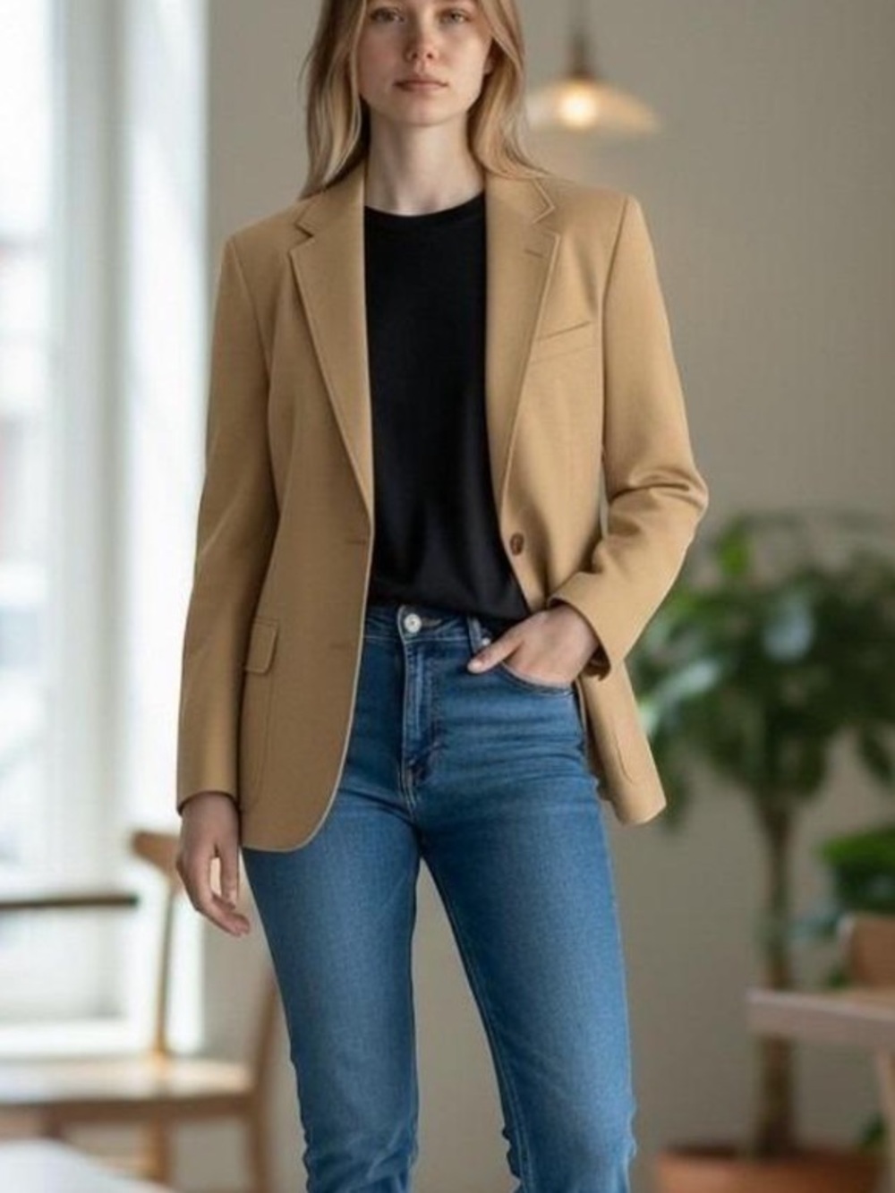 Brooks Brothers Tan Single-Button Camel Hair Blazer